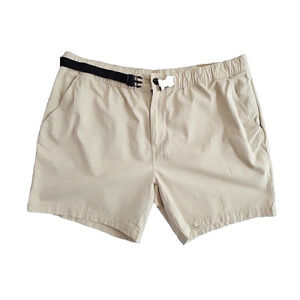 Men's Khaki Chino Shorts 3XL Waist The Foundry Flat Front 4-Pocket Elastic Waist